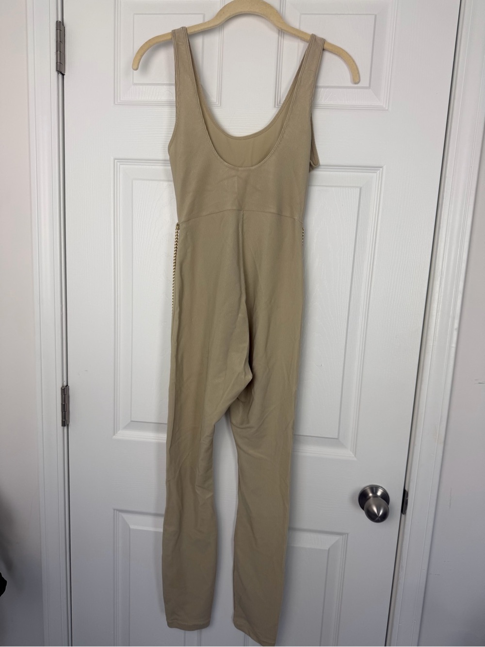 WeWoreWhat Sleeveless Ribbed Scoop-Neck Jumpsuit in Cream - Picture 3 of 4